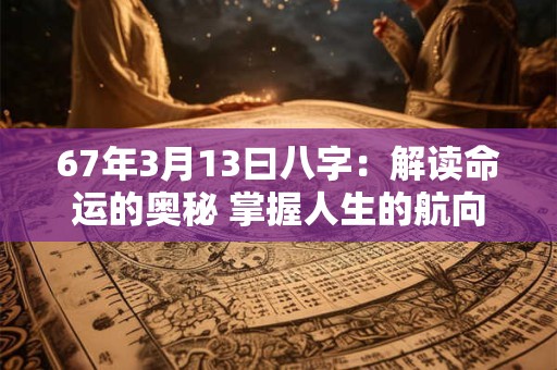 67年3月13曰八字：解读命运的奥秘 掌握人生的航向