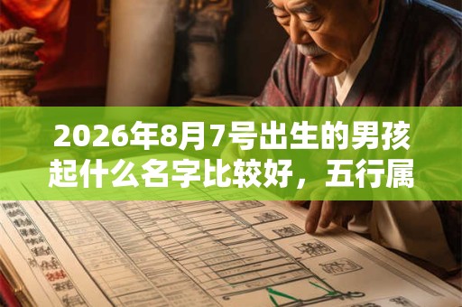 2026年8月7号出生的男孩起什么名字比较好，五行属什么
