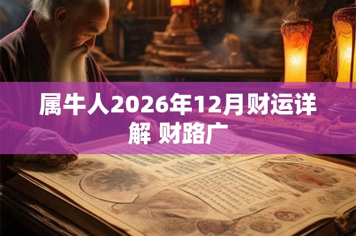 属牛人2026年12月财运详解 财路广