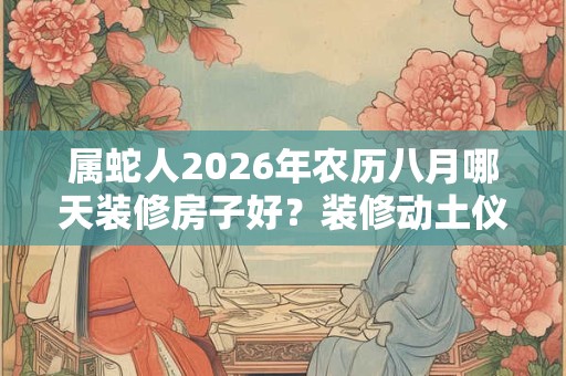 属蛇人2026年农历八月哪天装修房子好？装修动土仪式要做什么？