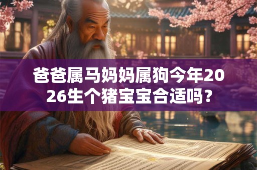 爸爸属马妈妈属狗今年2026生个猪宝宝合适吗？