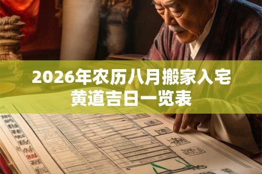 2026年农历八月搬家入宅黄道吉日一览表