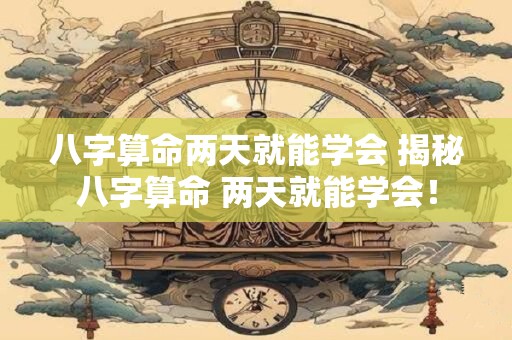 八字算命两天就能学会 揭秘八字算命 两天就能学会！