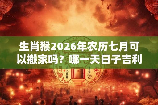 生肖猴2026年农历七月可以搬家吗？哪一天日子吉利？