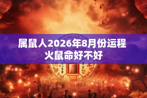 属鼠人2026年8月份运程 火鼠命好不好