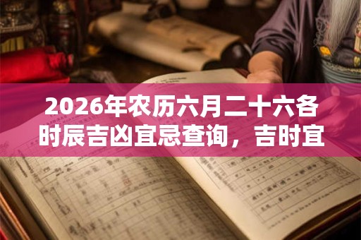 2026年农历六月二十六各时辰吉凶宜忌查询，吉时宜忌一览