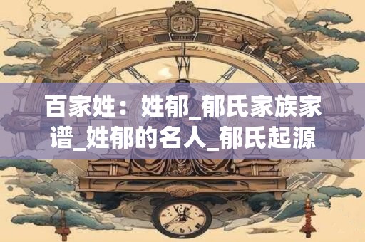 百家姓:姓郁_郁氏家族家谱_姓郁的名人_郁氏起源 百家姓:姓郁_郁氏家族家谱_姓郁的名人_郁氏起源