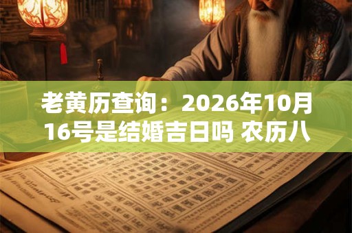 老黄历查询:2026年10月16号是结婚吉日吗 农历八月三十日子如何 老黄历查询:2026年10月16号是结婚吉日吗 农历八月三十日子如何