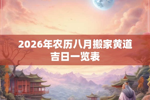 2026年农历八月搬家黄道吉日一览表