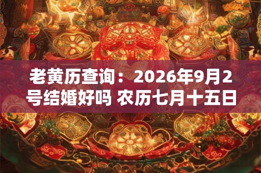 老黄历查询：2026年9月2号结婚好吗 农历七月十五日子怎么样