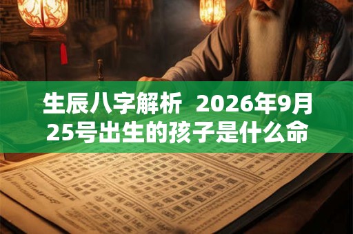 生辰八字解析  2026年9月25号出生的孩子是什么命