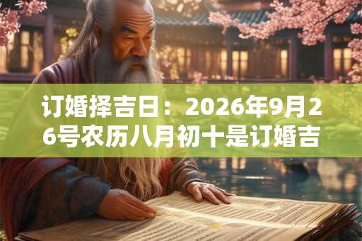 订婚择吉日：2026年9月26号农历八月初十是订婚吉日吗