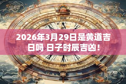 2026年3月29日是黄道吉日吗 日子时辰吉凶！