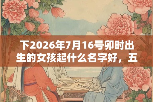 下2026年7月16号卯时出生的女孩起什么名字好,五行是什么? 下2026年7月16号卯时出生的女孩起什么名字好,五行是什么?