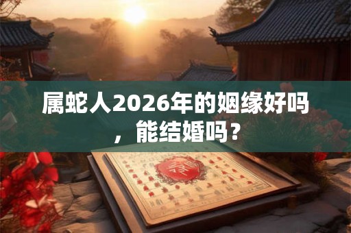 属蛇人2026年的姻缘好吗,能结婚吗? 属蛇人2026年的姻缘好吗,能结婚吗?