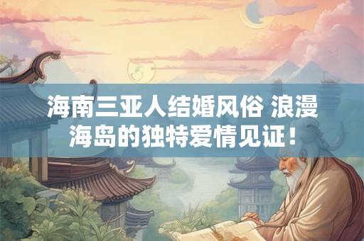 海南三亚人结婚风俗 浪漫海岛的独特爱情见证！