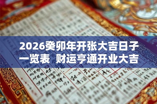 2026癸卯年开张大吉日子一览表  财运亨通开业大吉日