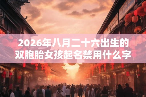 2026年八月二十六出生的双胞胎女孩起名禁用什么字，五行属什么