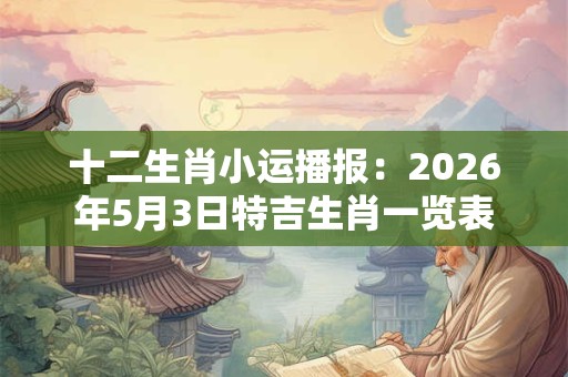 十二生肖小运播报:2026年5月3日特吉生肖一览表 十二生肖小运播报:2026年5月3日特吉生肖一览表