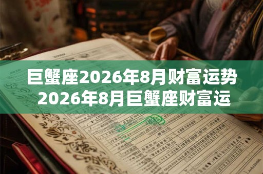 巨蟹座2026年8月财富运势 2026年8月巨蟹座财富运程详解