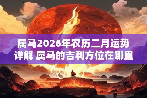 属马2026年农历二月运势详解 属马的吉利方位在哪里