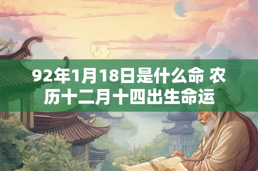 92年1月18日是什么命 农历十二月十四出生命运