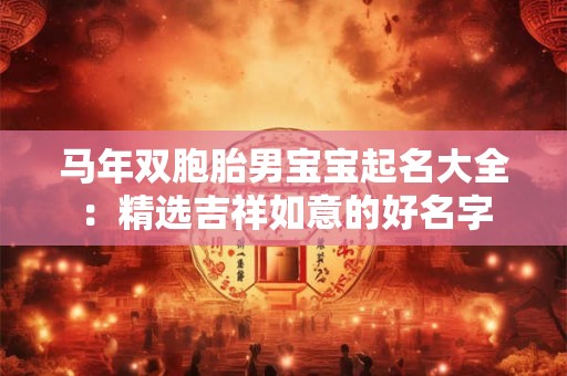 马年双胞胎男宝宝起名大全：精选吉祥如意的好名字