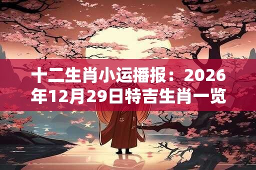 十二生肖小运播报：2026年12月29日特吉生肖一览表