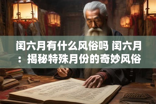 闰六月有什么风俗吗 闰六月：揭秘特殊月份的奇妙风俗与传统