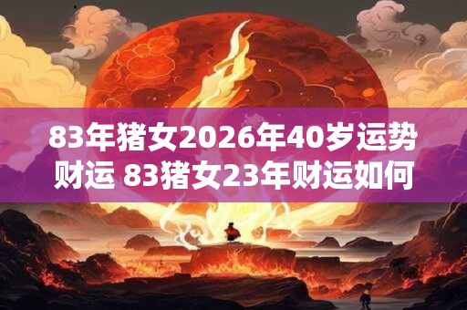 83年猪女2026年40岁运势财运 83猪女23年财运如何