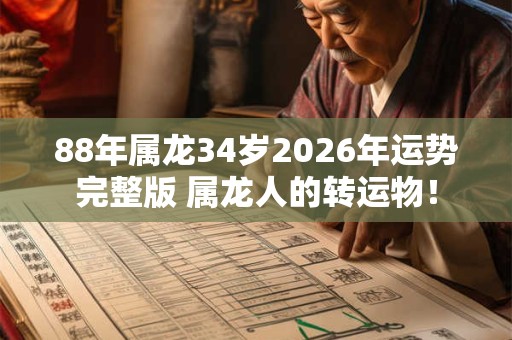 88年属龙34岁2026年运势完整版 属龙人的转运物！