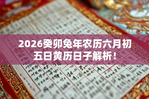 2026癸卯兔年农历六月初五日黄历日子解析! 2026癸卯兔年农历六月初五日黄历日子解析!