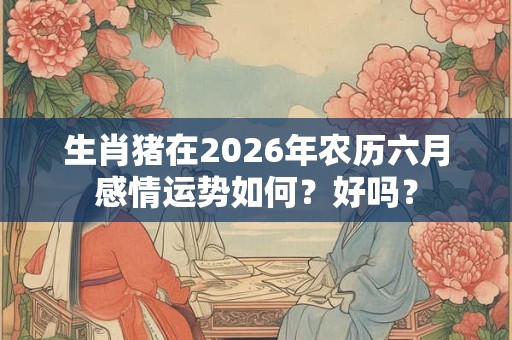 生肖猪在2026年农历六月感情运势如何？好吗？