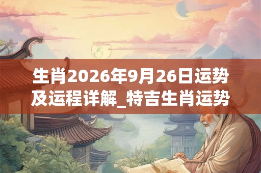 生肖2026年9月26日运势及运程详解_特吉生肖运势吉凶