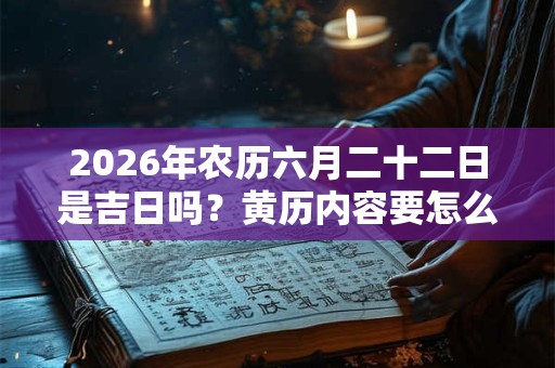 2026年农历六月二十二日是吉日吗?黄历内容要怎么看? 2026年农历六月二十二日是吉日吗?黄历内容要怎么看?