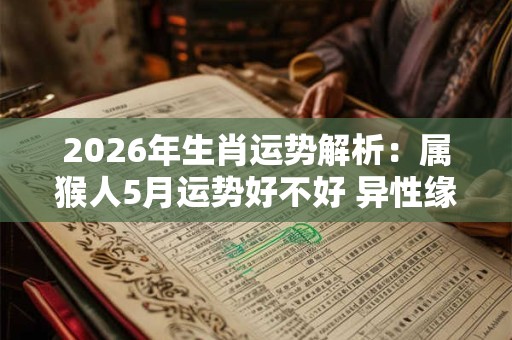 2026年生肖运势解析:属猴人5月运势好不好 异性缘好活力满满 2026年生肖运势解析:属猴人5月运势好不好 异性缘好活力满满