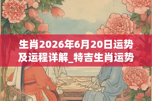 生肖2026年6月20日运势及运程详解_特吉生肖运势吉凶