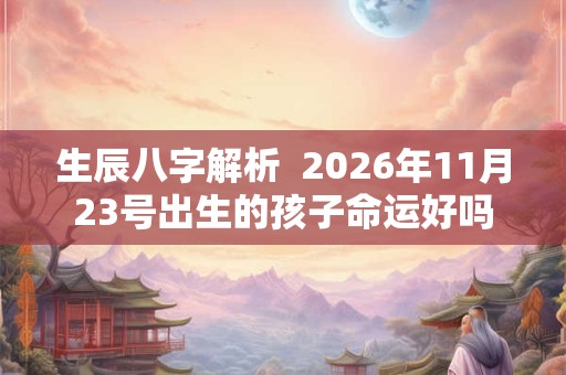 生辰八字解析  2026年11月23号出生的孩子命运好吗