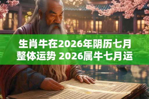 生肖牛在2026年阴历七月整体运势 2026属牛七月运势