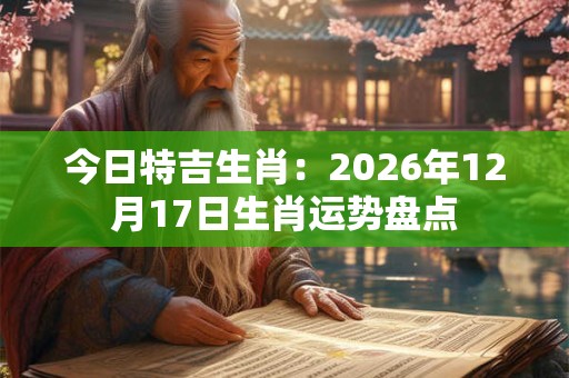 今日特吉生肖:2026年12月17日生肖运势盘点 今日特吉生肖:2026年12月17日生肖运势盘点