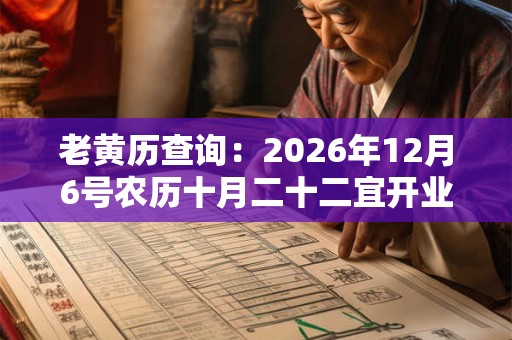 老黄历查询：2026年12月6号农历十月二十二宜开业吗