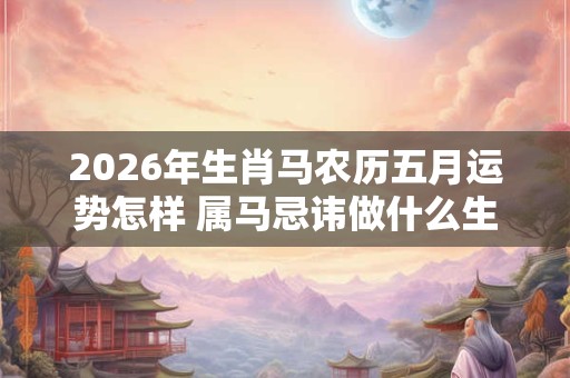 2026年生肖马农历五月运势怎样 属马忌讳做什么生意