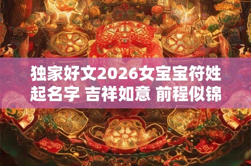 独家好文2026女宝宝符姓起名字 吉祥如意 前程似锦！
