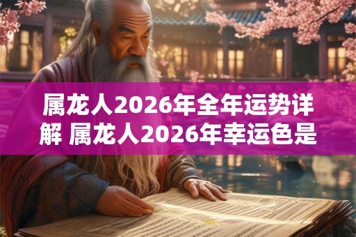 属龙人2026年全年运势详解 属龙人2026年幸运色是什么