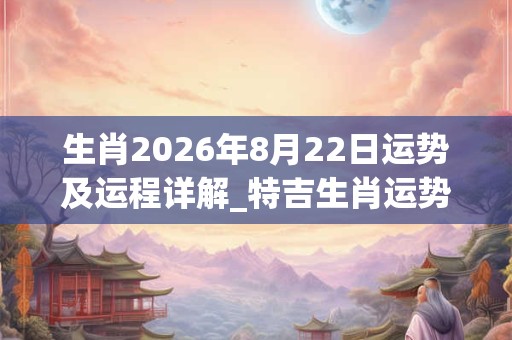 生肖2026年8月22日运势及运程详解_特吉生肖运势吉凶