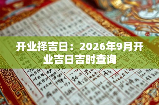开业择吉日:2026年9月开业吉日吉时查询 开业择吉日:2026年9月开业吉日吉时查询