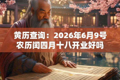 黄历查询:2026年6月9号农历闰四月十八开业好吗 黄历查询:2026年6月9号农历闰四月十八开业好吗