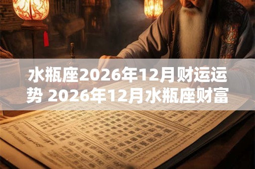 水瓶座2026年12月财运运势 2026年12月水瓶座财富运程详解 水瓶座2026年12月财运运势 2026年12月水瓶座财富运程详解