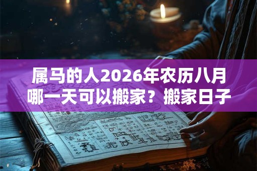 属马的人2026年农历八月哪一天可以搬家？搬家日子怎么看？