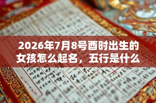 2026年7月8号酉时出生的女孩怎么起名，五行是什么？